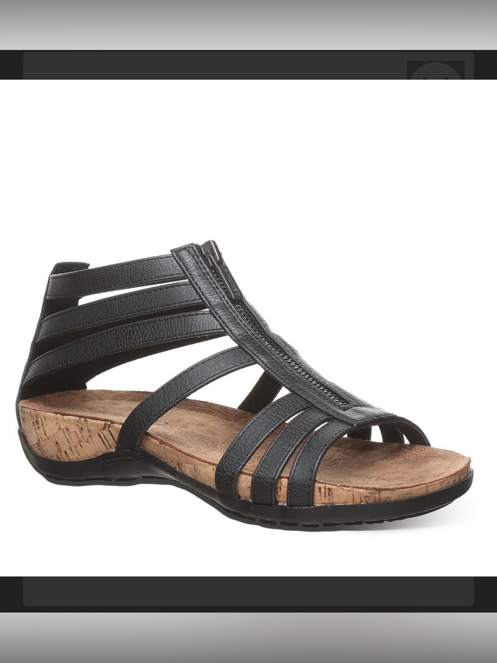 NWT Bearpaw Layla II Strappy Sandals Black with brown cork size 5